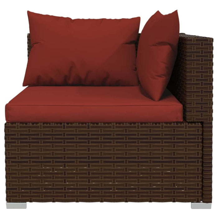3 Piece Garden Lounge Set with Cushions Brown Poly Rattan