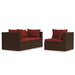 3 Piece Garden Lounge Set with Cushions Brown Poly Rattan