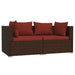 3 Piece Garden Lounge Set with Cushions Brown Poly Rattan
