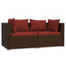 3 Piece Garden Lounge Set With Cushions Brown Poly Rattan