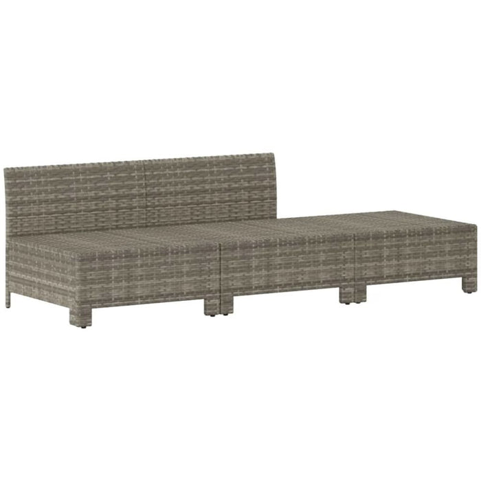 3 Piece Garden Lounge Set with Cushions Grey Poly Rattan