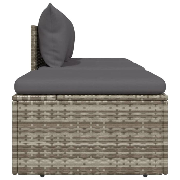 3 Piece Garden Lounge Set with Cushions Grey Poly Rattan