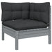 3 Piece Garden Lounge Set with Cushions Grey Solid Pinewood