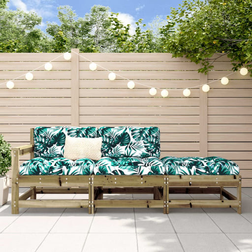 3 Piece Garden Lounge Set With Cushions Impregnated Wood