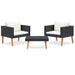 3 Piece Garden Lounge Set with Cushions Poly Rattan Black