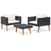3 Piece Garden Lounge Set with Cushions Poly Rattan Black