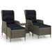 3 Piece Garden Lounge Set with Cushions Poly Rattan Brown