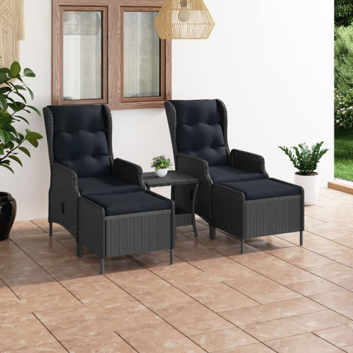 3 Piece Garden Lounge Set with Cushions Poly Rattan Dark