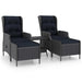 3 Piece Garden Lounge Set with Cushions Poly Rattan Dark