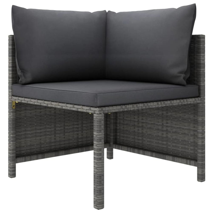3 Piece Garden Lounge Set with Cushions Poly Rattan Grey