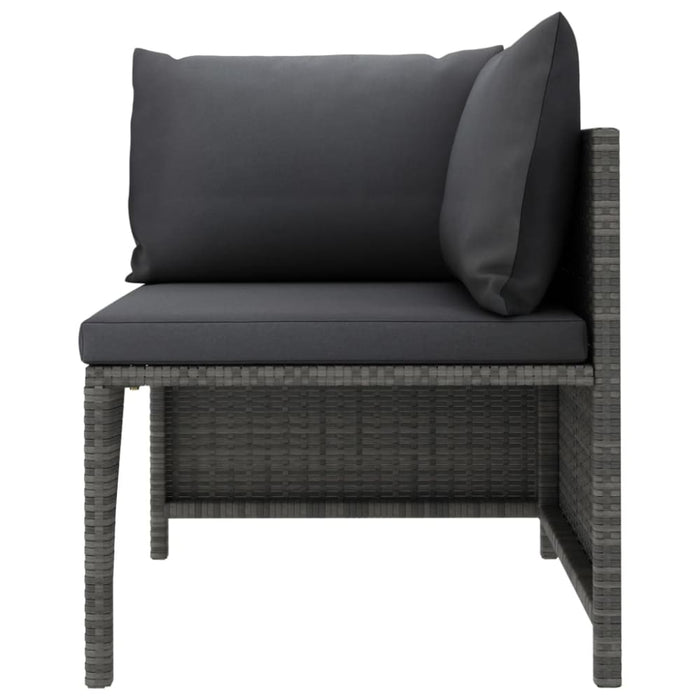 3 Piece Garden Lounge Set with Cushions Poly Rattan Grey