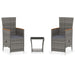 3 Piece Garden Lounge Set with Cushions Poly Rattan Grey