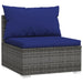 3 Piece Garden Lounge Set with Cushions Poly Rattan Grey
