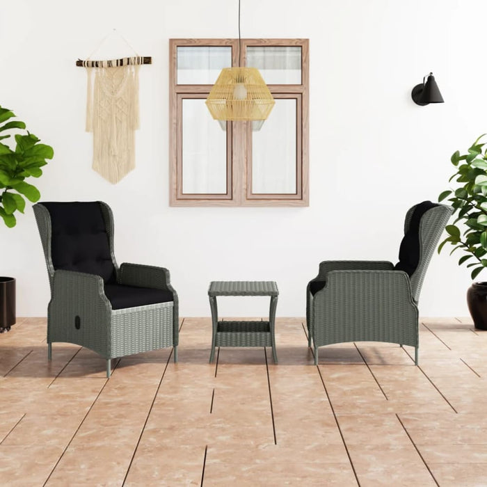 3 Piece Garden Lounge Set with Cushions Poly Rattan Light