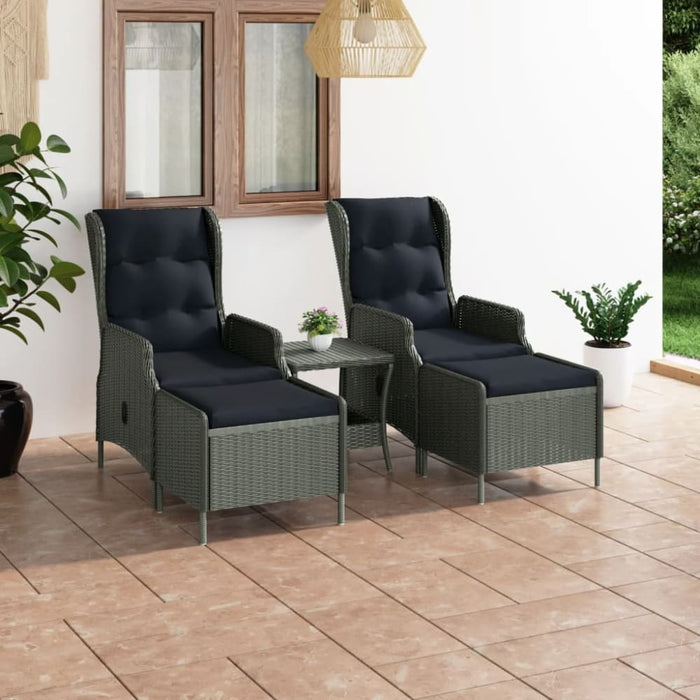 3 Piece Garden Lounge Set with Cushions Poly Rattan Light