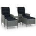 3 Piece Garden Lounge Set with Cushions Poly Rattan Light