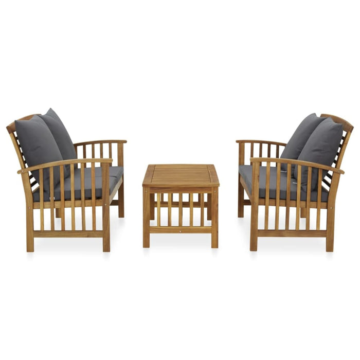 3 Piece Garden Lounge Set with Cushions Solid Acacia Wood