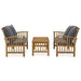 3 Piece Garden Lounge Set with Cushions Solid Acacia Wood