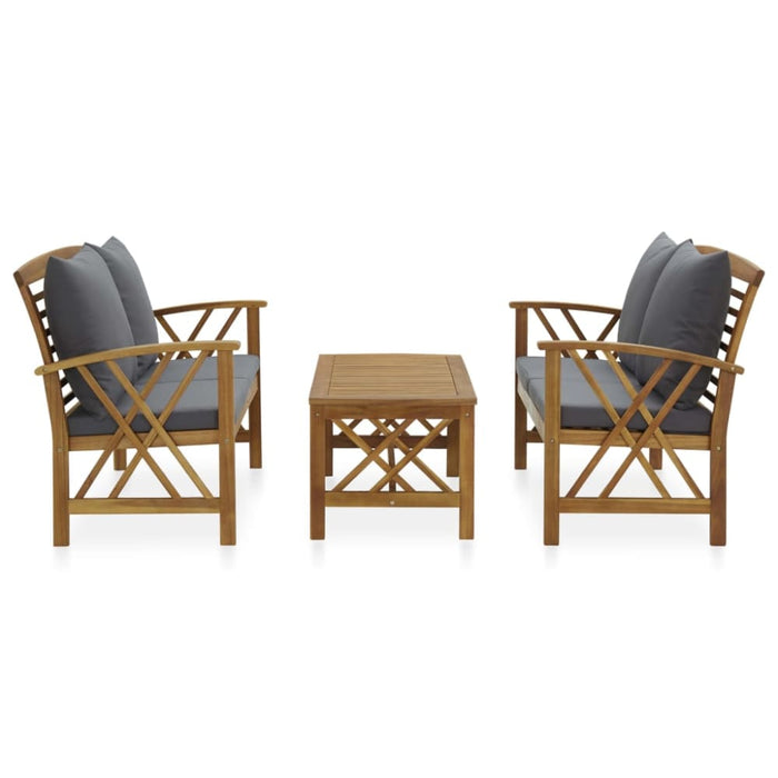 3 Piece Garden Lounge Set with Cushions Solid Acacia Wood