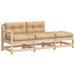 3 Piece Garden Lounge Set with Cushions Solid Wood Nxppki