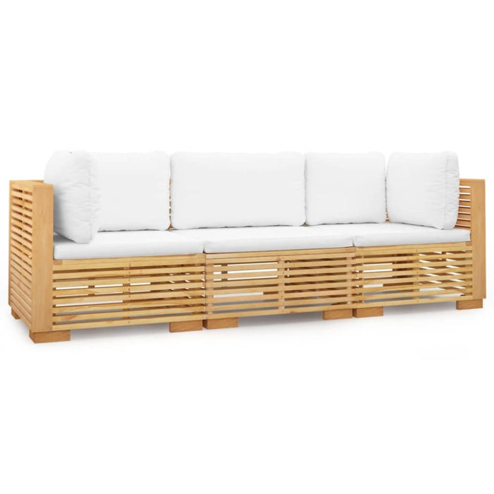 3 Piece Garden Lounge Set with Cushions Solid Wood Teak