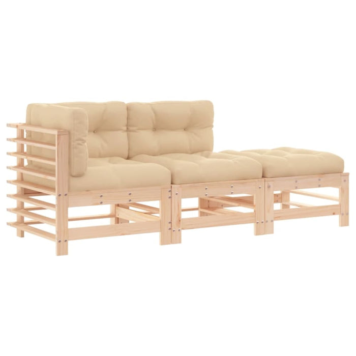 3 Piece Garden Lounge Set with Cushions Solid Wood Tonlbtx