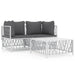 3 Piece Garden Lounge Set with Cushions White Steel Tonlnoa