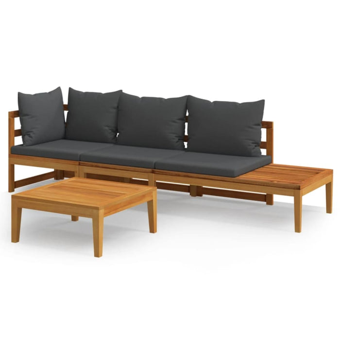 3 Piece Garden Lounge Set with Dark Grey Cushions Acacia