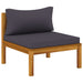 3 Piece Garden Lounge Set with Dark Grey Cushions Acacia