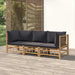 3 Piece Garden Lounge Set with Dark Grey Cushions Bamboo