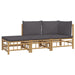 3 Piece Garden Lounge Set with Dark Grey Cushions Bamboo
