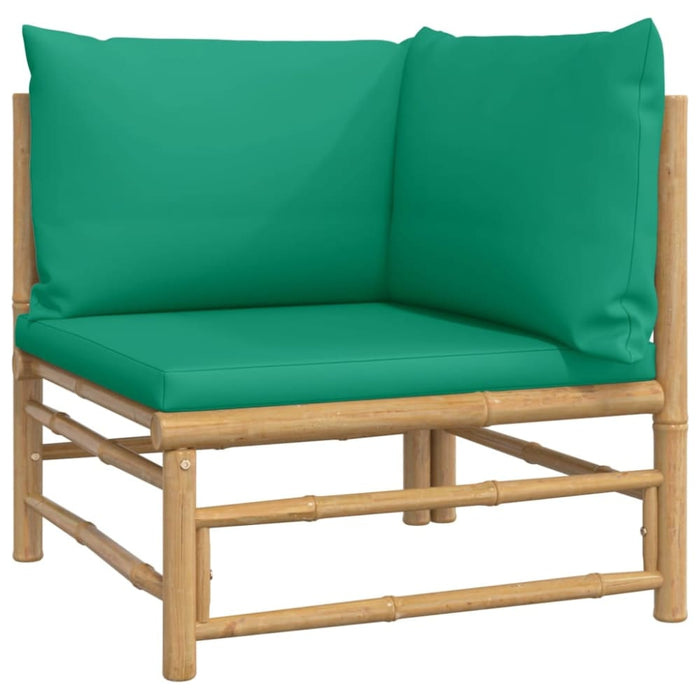 3 Piece Garden Lounge Set with Green Cushions Bamboo Toppopo