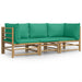 3 Piece Garden Lounge Set with Green Cushions Bamboo Toppopo