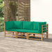 3 Piece Garden Lounge Set with Green Cushions Bamboo Toppopo