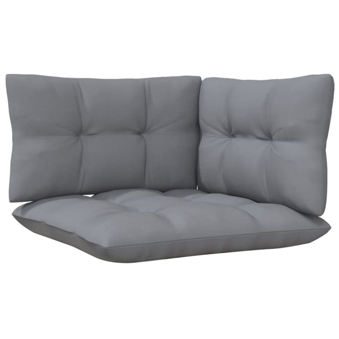 3 Piece Garden Lounge Set with Grey Cushions Solid Pinewood