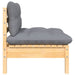 3 Piece Garden Lounge Set with Grey Cushions Solid Pinewood