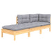 3 Piece Garden Lounge Set with Grey Cushions Solid Wood