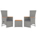 3 Piece Garden Lounge Set Grey Poly Rattan&solid Wood