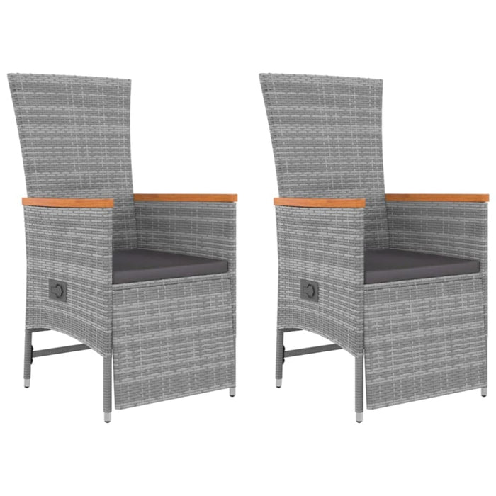 3 Piece Garden Lounge Set Grey Poly Rattan&solid Wood