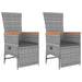 3 Piece Garden Lounge Set Grey Poly Rattan&solid Wood