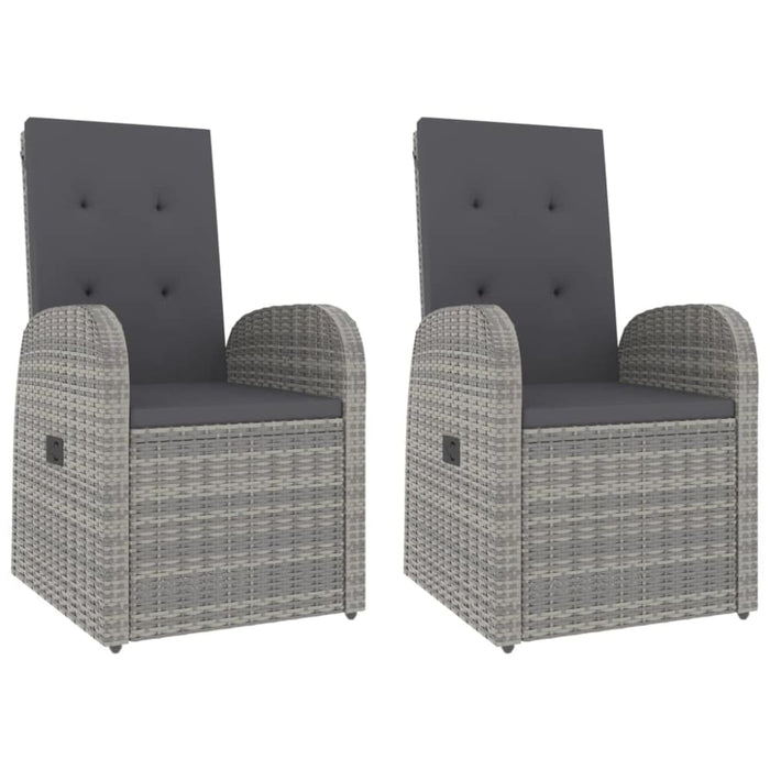 3 Piece Garden Lounge Set Grey Poly Rattan&solid Wood