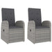 3 Piece Garden Lounge Set Grey Poly Rattan&solid Wood