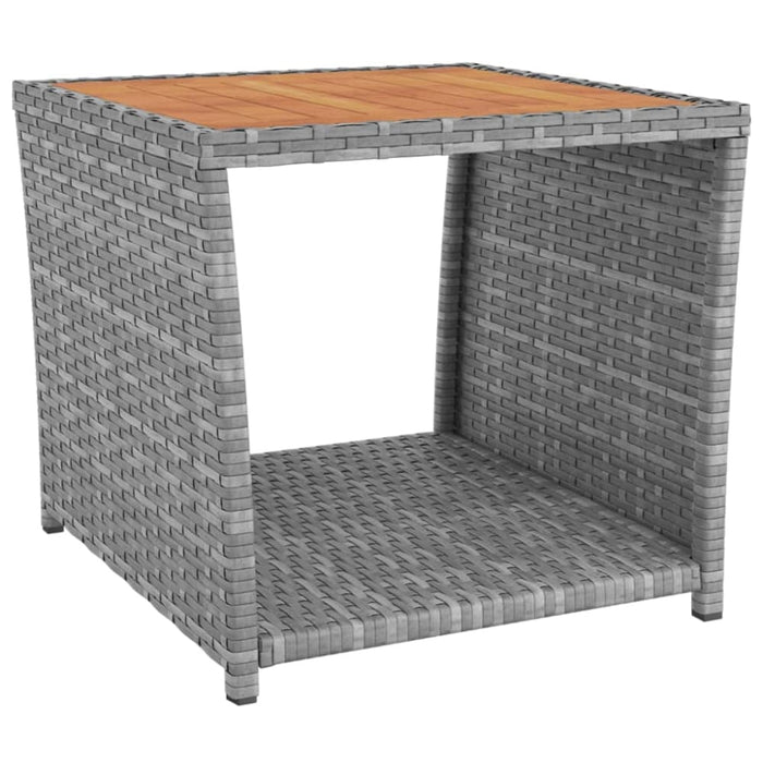 3 Piece Garden Lounge Set Grey Poly Rattan&solid Wood