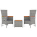 3 Piece Garden Lounge Set Grey Poly Rattan&solid Wood