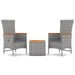 3 Piece Garden Lounge Set Grey Poly Rattan&solid Wood