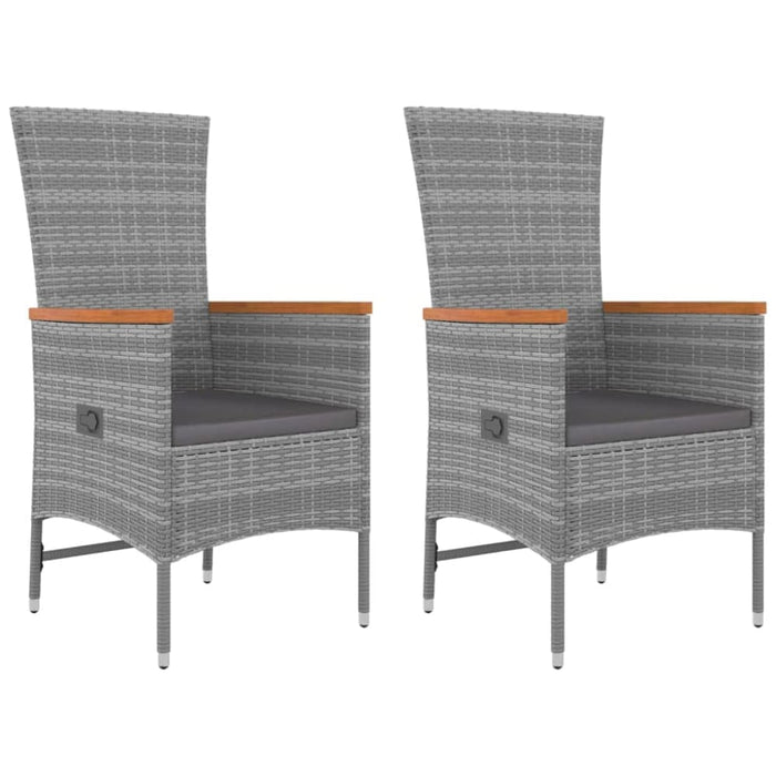 3 Piece Garden Lounge Set Grey Poly Rattan&solid Wood