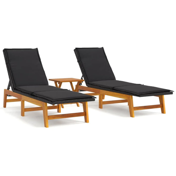 3 Piece Garden Lounge Set Poly Rattan&solid Wood Acacia