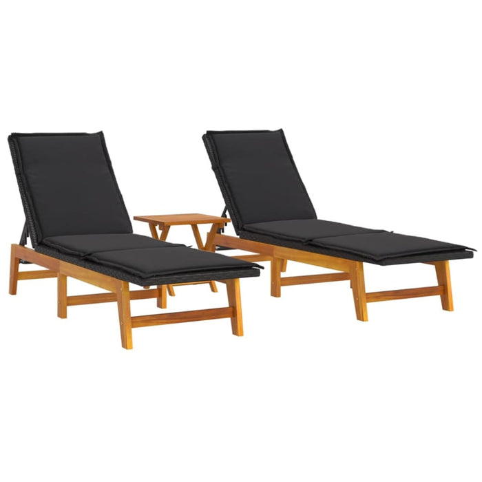 3 Piece Garden Lounge Set Poly Rattan&solid Wood Acacia