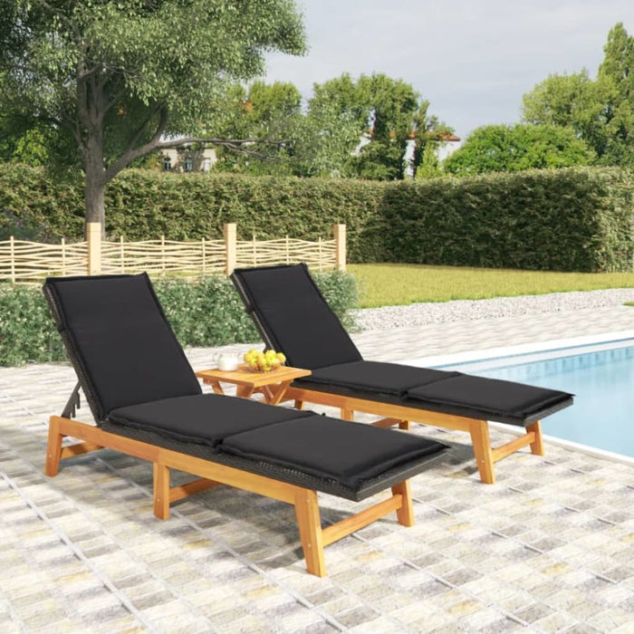 3 Piece Garden Lounge Set Poly Rattan&solid Wood Acacia