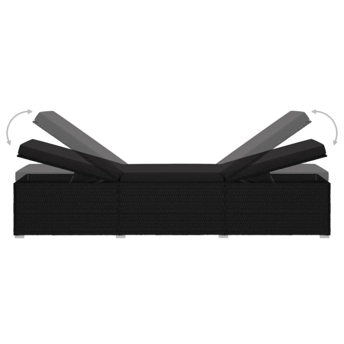 3 Piece Garden Sun Loungers with Tea Table Poly Rattan